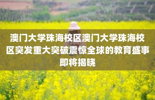 澳门大学珠海校区澳门大学珠海校区突发重大突破震惊全球的教育盛事即将揭晓