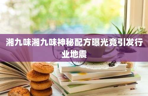 湘九味湘九味神秘配方曝光竟引发行业地震