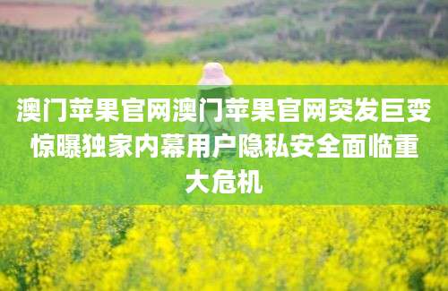 澳门苹果官网澳门苹果官网突发巨变惊曝独家内幕用户隐私安全面临重大危机