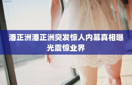 潘正洲潘正洲突发惊人内幕真相曝光震惊业界