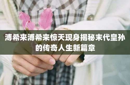 溥希来溥希来惊天现身揭秘末代皇孙的传奇人生新篇章
