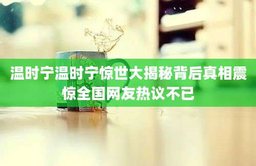 温时宁温时宁惊世大揭秘背后真相震惊全国网友热议不已