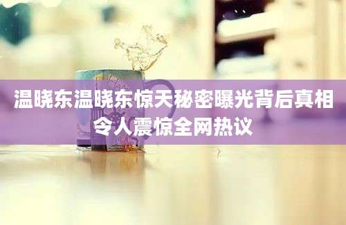 温晓东温晓东惊天秘密曝光背后真相令人震惊全网热议