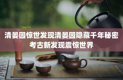 清晏园惊世发现清晏园隐藏千年秘密考古新发现震惊世界