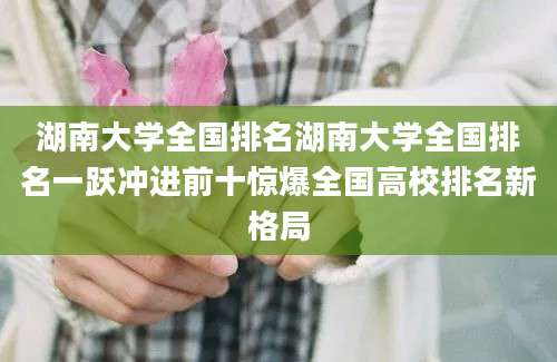 湖南大学全国排名湖南大学全国排名一跃冲进前十惊爆全国高校排名新格局