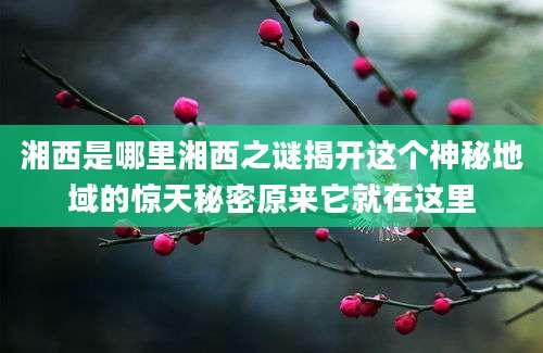 湘西是哪里湘西之谜揭开这个神秘地域的惊天秘密原来它就在这里