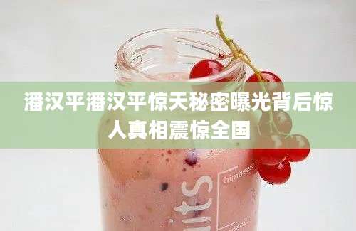 潘汉平潘汉平惊天秘密曝光背后惊人真相震惊全国