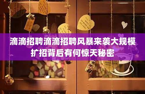 滴滴招聘滴滴招聘风暴来袭大规模扩招背后有何惊天秘密