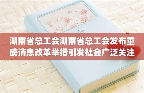 湖南省总工会湖南省总工会发布重磅消息改革举措引发社会广泛关注