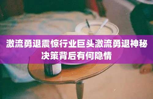 激流勇退震惊行业巨头激流勇退神秘决策背后有何隐情