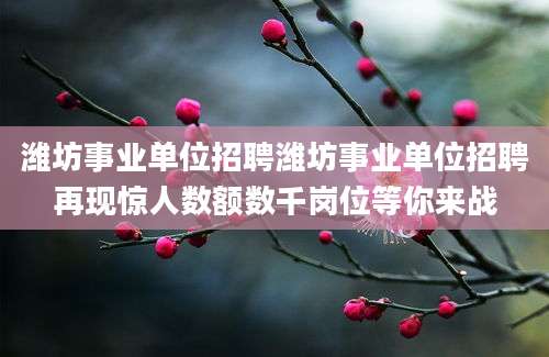 潍坊事业单位招聘潍坊事业单位招聘再现惊人数额数千岗位等你来战