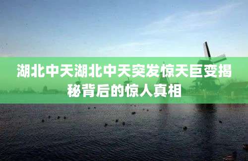 湖北中天湖北中天突发惊天巨变揭秘背后的惊人真相