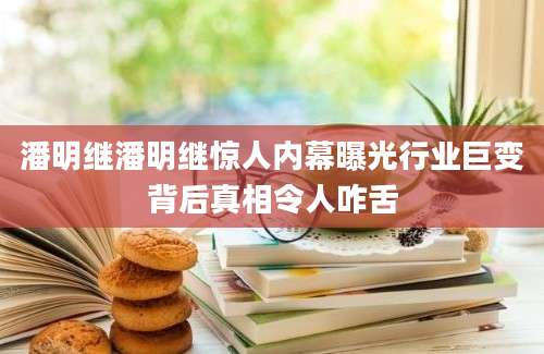 潘明继潘明继惊人内幕曝光行业巨变背后真相令人咋舌