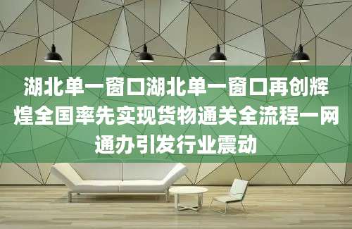湖北单一窗口湖北单一窗口再创辉煌全国率先实现货物通关全流程一网通办引发行业震动