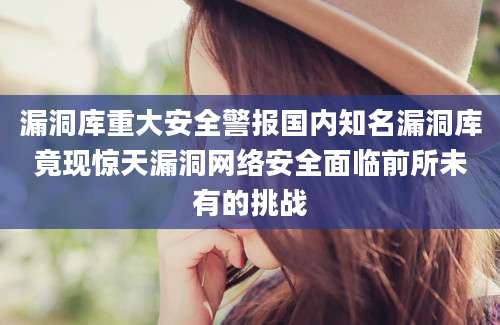 漏洞库重大安全警报国内知名漏洞库竟现惊天漏洞网络安全面临前所未有的挑战