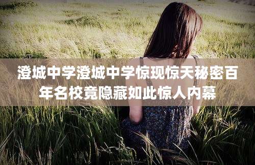 澄城中学澄城中学惊现惊天秘密百年名校竟隐藏如此惊人内幕