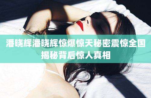 潘晓辉潘晓辉惊爆惊天秘密震惊全国揭秘背后惊人真相
