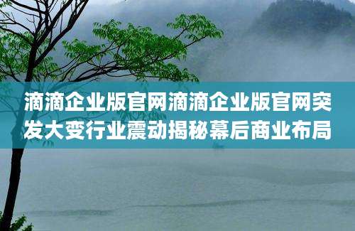 滴滴企业版官网滴滴企业版官网突发大变行业震动揭秘幕后商业布局