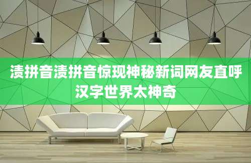 渍拼音渍拼音惊现神秘新词网友直呼汉字世界太神奇