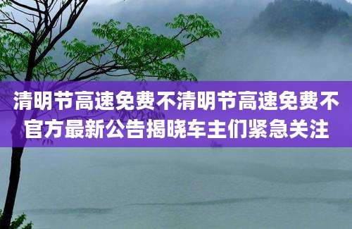 清明节高速免费不清明节高速免费不官方最新公告揭晓车主们紧急关注