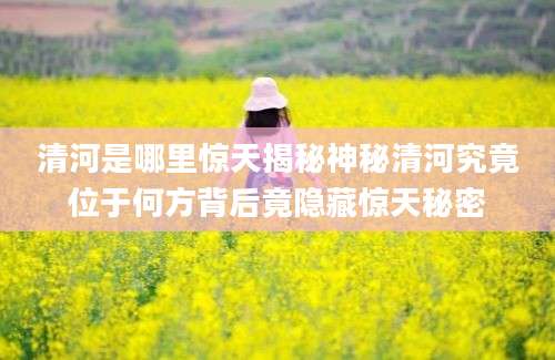 清河是哪里惊天揭秘神秘清河究竟位于何方背后竟隐藏惊天秘密