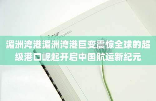 湄洲湾港湄洲湾港巨变震惊全球的超级港口崛起开启中国航运新纪元