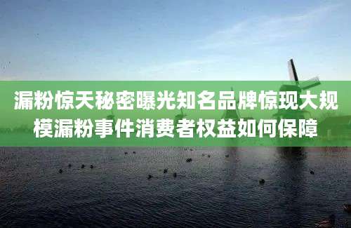 漏粉惊天秘密曝光知名品牌惊现大规模漏粉事件消费者权益如何保障