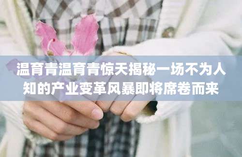 温育青温育青惊天揭秘一场不为人知的产业变革风暴即将席卷而来