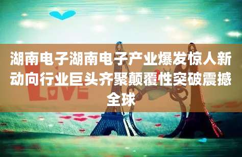 湖南电子湖南电子产业爆发惊人新动向行业巨头齐聚颠覆性突破震撼全球