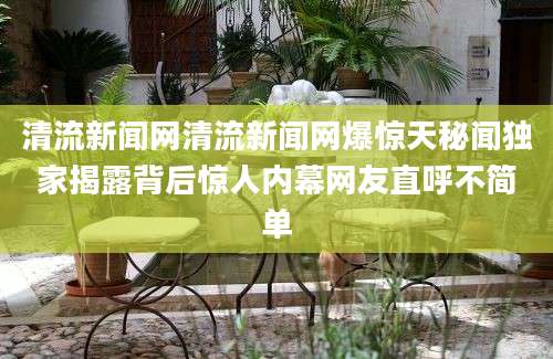 清流新闻网清流新闻网爆惊天秘闻独家揭露背后惊人内幕网友直呼不简单