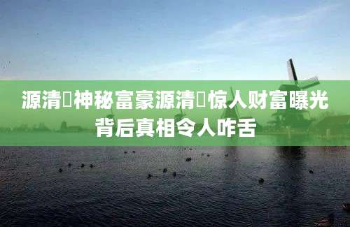源清麿神秘富豪源清麿惊人财富曝光背后真相令人咋舌