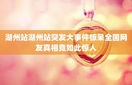 湖州站湖州站突发大事件惊呆全国网友真相竟如此惊人