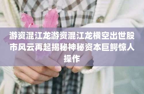 游资混江龙游资混江龙横空出世股市风云再起揭秘神秘资本巨鳄惊人操作