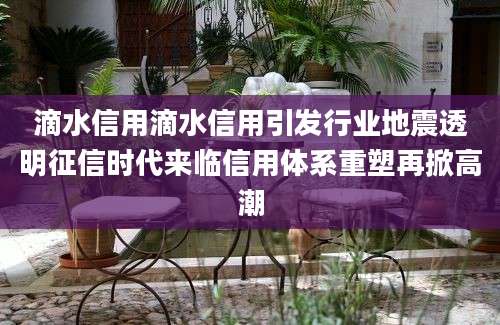 滴水信用滴水信用引发行业地震透明征信时代来临信用体系重塑再掀高潮