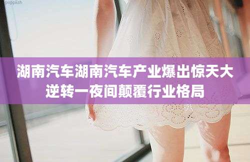 湖南汽车湖南汽车产业爆出惊天大逆转一夜间颠覆行业格局