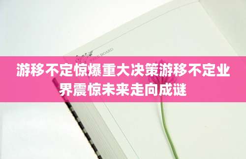 游移不定惊爆重大决策游移不定业界震惊未来走向成谜