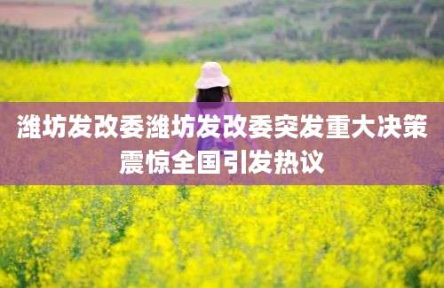 潍坊发改委潍坊发改委突发重大决策震惊全国引发热议