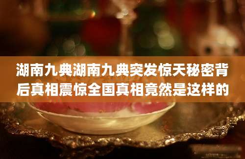 湖南九典湖南九典突发惊天秘密背后真相震惊全国真相竟然是这样的