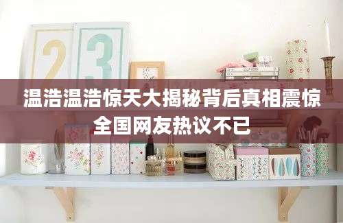 温浩温浩惊天大揭秘背后真相震惊全国网友热议不已