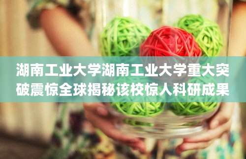 湖南工业大学湖南工业大学重大突破震惊全球揭秘该校惊人科研成果