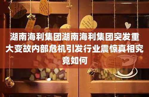 湖南海利集团湖南海利集团突发重大变故内部危机引发行业震惊真相究竟如何