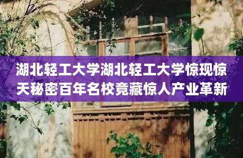 湖北轻工大学湖北轻工大学惊现惊天秘密百年名校竟藏惊人产业革新